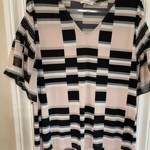 Calvin Klein Black and Cream Geometric Women's Blouse